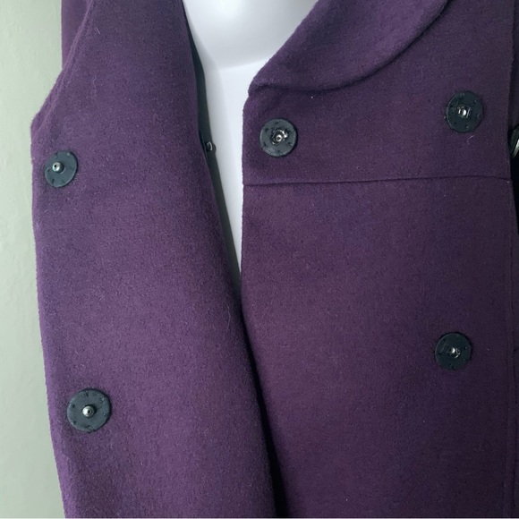 TIBI Wool Plum Coat With Ruffle Detail and Toggle Closure Size 6 - Picture 8 of 16